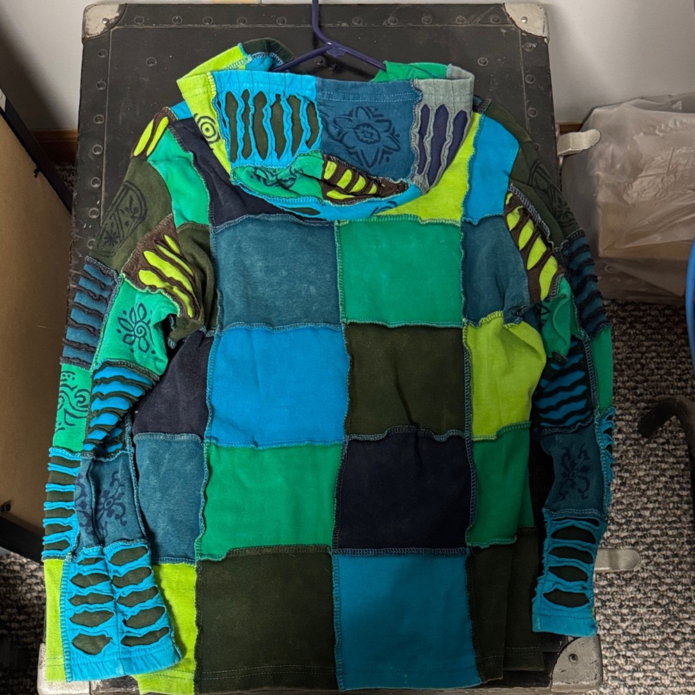 Rising International Multicolor Patchwork Hoodie - image 3